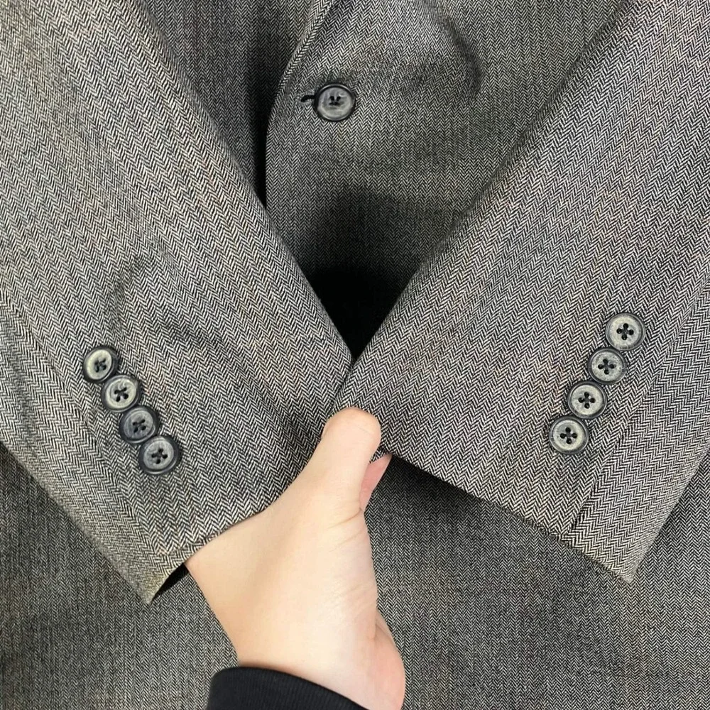 Christian Dior Blazer Mens Gray Herringbone Virgin Wool Hart Schaffner Marx 40R